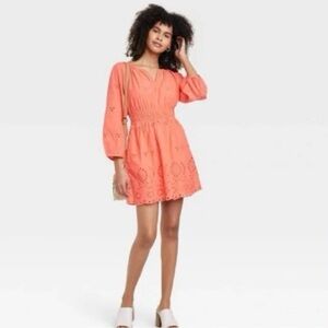 Universal Thread Women’s Puff 3/4  Sleeve Eyelet Dress - NWT - Small